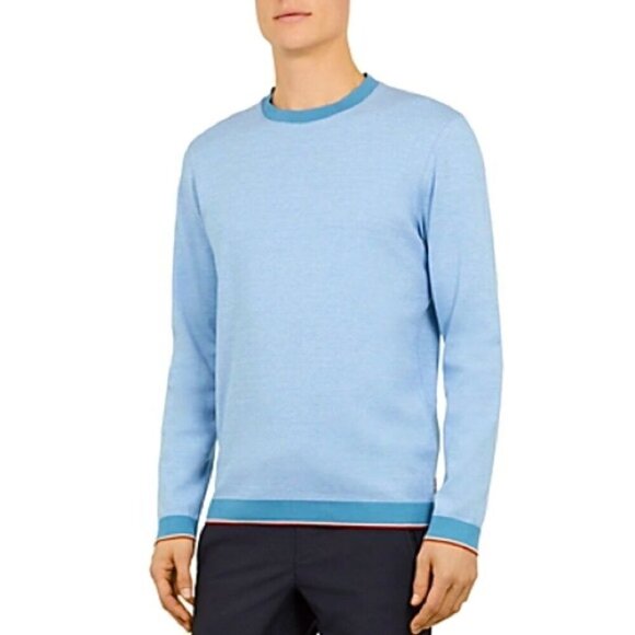 TED BAKER Toyde Oxford Jersey crewneck sweater Size 4 - Picture 1 of 5